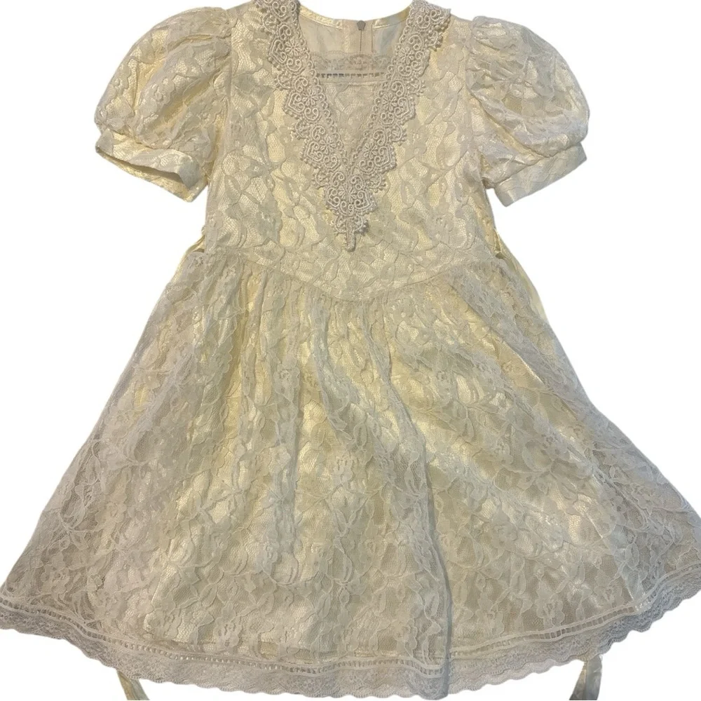 Gunne Sax Cream Lace Formal Kids Dress